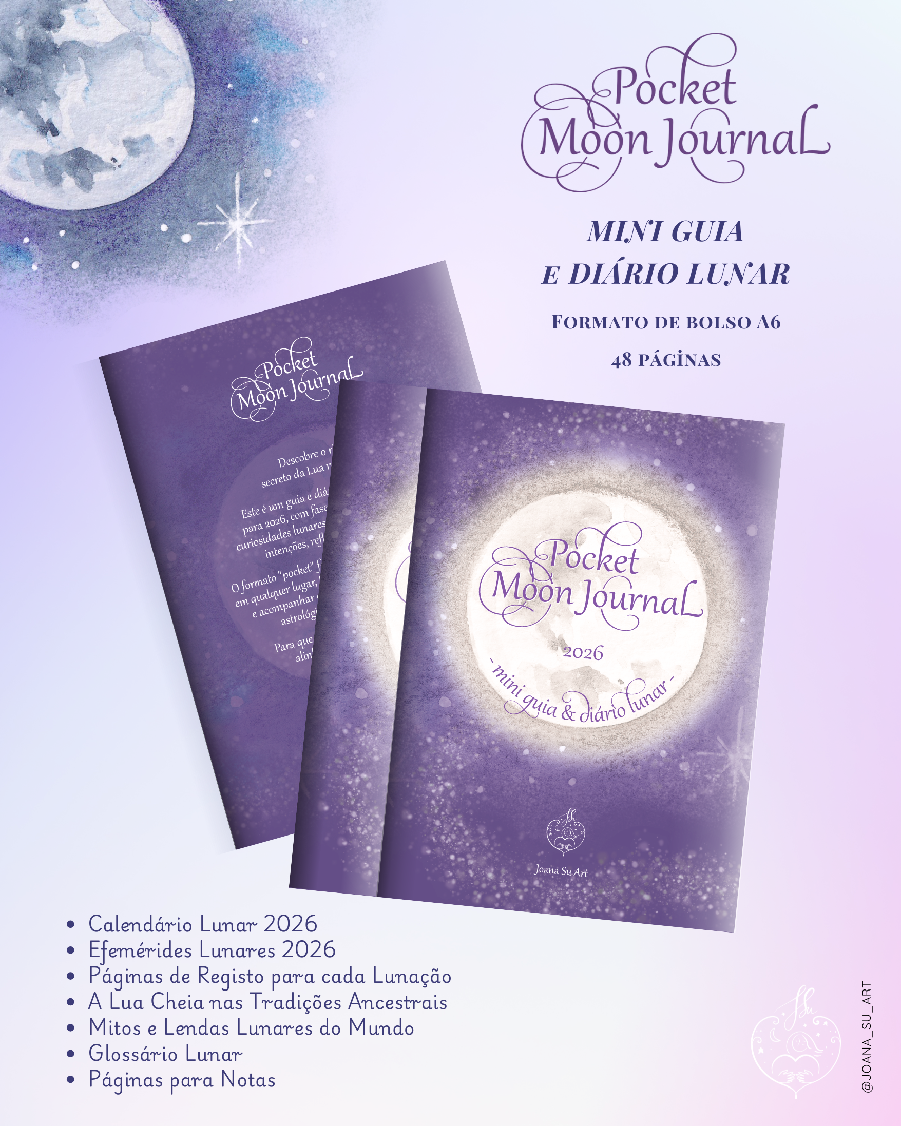 pocket moon journal - guia e diário lunar A6 - joana su art